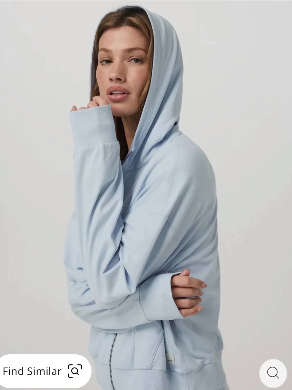 NWT Vuori women's Halo Modern Full Zip Hoodie  sz M soft sky heather (B) - Picture 3 of 6